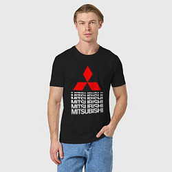 Футболка хлопковая мужская MITSUBISHI МИЦУБИСИ МИТСУБИСИ МИЦУБИШИ LOGO STYLE, цвет: черный — фото 2