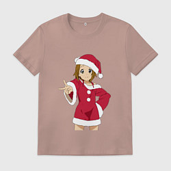 Футболка хлопковая мужская Анимешная девочка Санта, цвет: пыльно-розовый