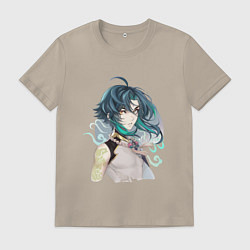 Футболка хлопковая мужская Пришествие Сяо, цвет: миндальный