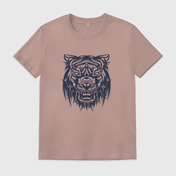 Футболка хлопковая мужская Тигр татуировка, цвет: пыльно-розовый