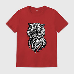 Футболка хлопковая мужская Тигр со шрамом на глазу, цвет: красный