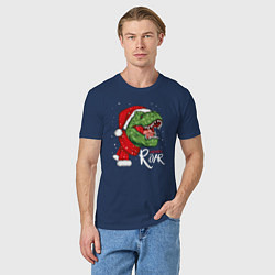 Футболка хлопковая мужская T-rex Merry Roar, цвет: тёмно-синий — фото 2
