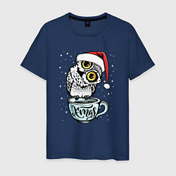 Футболка хлопковая мужская X-mas Owl, цвет: тёмно-синий