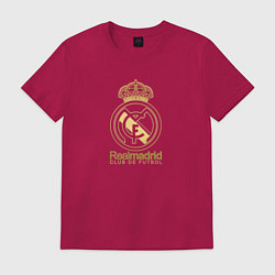 Футболка хлопковая мужская Real Madrid gold logo, цвет: маджента