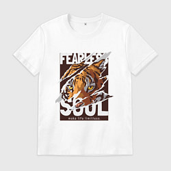 Футболка хлопковая мужская Душа тигра, цвет: белый