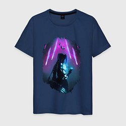 Футболка хлопковая мужская ДЖИНКС, ЛИГА ЛЕГЕНД ARCANE JINX, цвет: тёмно-синий