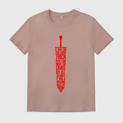 Футболка хлопковая мужская БЕРСЕРК КРАСНЫЙ МЕЧ С НАДПИСЬЮ BERSERK SWORD, цвет: пыльно-розовый