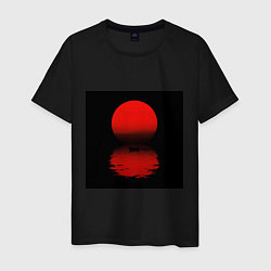 Футболка хлопковая мужская Boat and sunset, цвет: черный