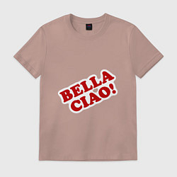 Футболка хлопковая мужская Bella Ciao!, цвет: пыльно-розовый