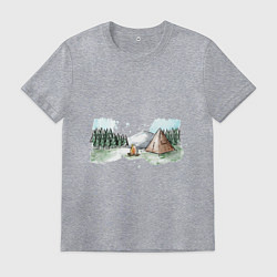 Футболка хлопковая мужская Поход в горы, цвет: меланж