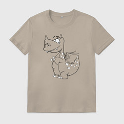 Футболка хлопковая мужская Дракоша игривый, цвет: миндальный