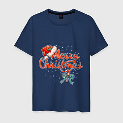 Футболка хлопковая мужская Merry Christmas 2022, цвет: тёмно-синий