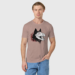 Футболка хлопковая мужская Fashionable avant-garde wolf, цвет: пыльно-розовый — фото 2