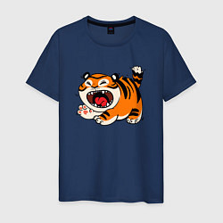 Футболка хлопковая мужская Злой рычащий тигр, цвет: тёмно-синий