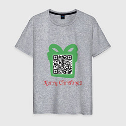 Футболка хлопковая мужская QR Christmas, цвет: меланж