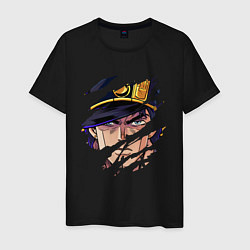 Футболка хлопковая мужская JOJOS BIZARRE ADVENTURE, ГЛАВНЫЙ ГЕРОЙ, цвет: черный
