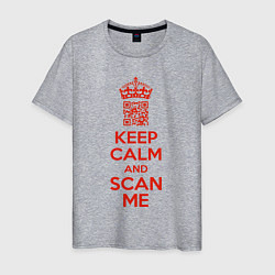 Футболка хлопковая мужская Keep calm and scan me - fuck off, цвет: меланж