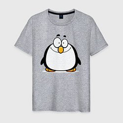 Футболка хлопковая мужская Глазастый пингвин, цвет: меланж