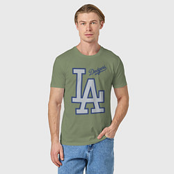 Футболка хлопковая мужская Los Angeles Dodgers - baseball team, цвет: авокадо — фото 2