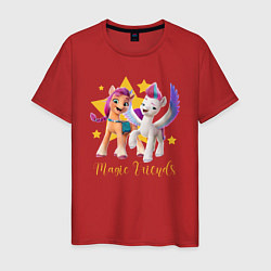 Футболка хлопковая мужская Magic Pony Friends, цвет: красный