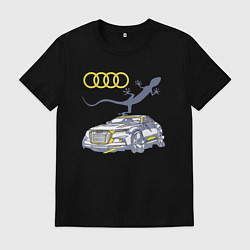 Футболка хлопковая мужская Audi Quattro - зачётное точило!, цвет: черный