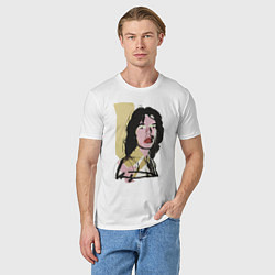 Футболка хлопковая мужская Andy Warhol - Mick Jagger pop art, цвет: белый — фото 2
