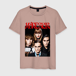 Футболка хлопковая мужская MANESKIN POSTER СОСТАВ, цвет: пыльно-розовый