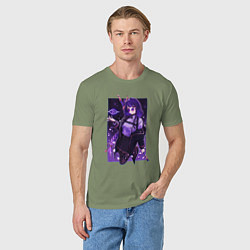 Футболка хлопковая мужская Баал модная Шогун Райден Геншин, цвет: авокадо — фото 2