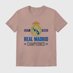 Футболка хлопковая мужская Real Madrid Реал Мадрид, цвет: пыльно-розовый