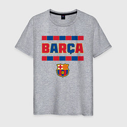 Футболка хлопковая мужская Barcelona FC ФК Барселона, цвет: меланж