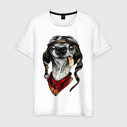 Футболка хлопковая мужская Biker dog, цвет: белый