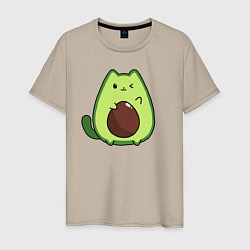 Футболка хлопковая мужская Avo cat o подмигивает, цвет: миндальный