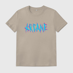 Футболка хлопковая мужская ARCANE LEAGUE OF LEGENDS NEON LOGO, цвет: миндальный
