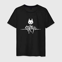 Футболка хлопковая мужская Stray: White Logo, цвет: черный