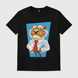 Футболка хлопковая мужская Tiger - boss, цвет: черный