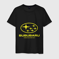 Футболка хлопковая мужская Subaru Bububaru желтая, цвет: черный