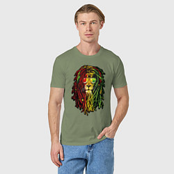 Футболка хлопковая мужская Jam lioN, цвет: авокадо — фото 2