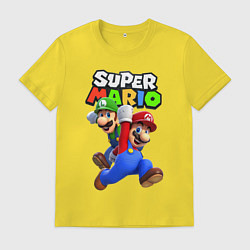 Футболка хлопковая мужская Луиджи и Марио, цвет: желтый