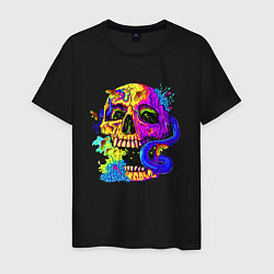 Футболка хлопковая мужская Art skull!, цвет: черный