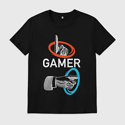 Футболка хлопковая мужская Геймер Портал, цвет: черный
