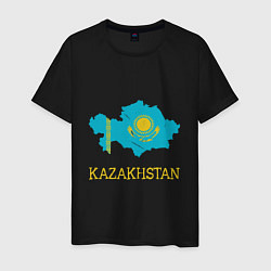 Футболка хлопковая мужская Map Kazakhstan, цвет: черный