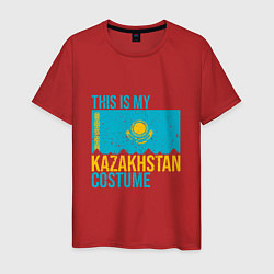 Футболка хлопковая мужская Казахстанскйи костюм, цвет: красный