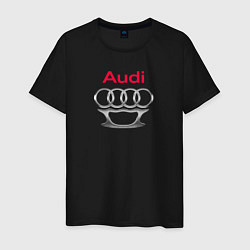Футболка хлопковая мужская Audi костет, цвет: черный