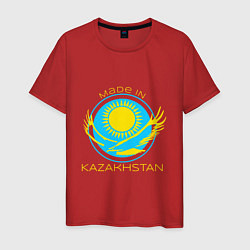 Футболка хлопковая мужская Сделано в Казахстане, цвет: красный