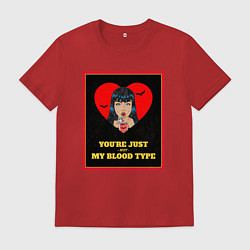 Футболка хлопковая мужская Youre not my blood type, цвет: красный