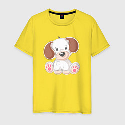 Футболка хлопковая мужская Маленькая собачка, цвет: желтый
