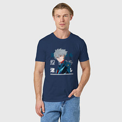 Футболка хлопковая мужская Евангелион Neon Genesis Evangelion, Kaworu Nagisa, цвет: тёмно-синий — фото 2
