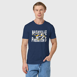 Футболка хлопковая мужская Nashville Predators, Нэшвилл Предаторз, цвет: тёмно-синий — фото 2