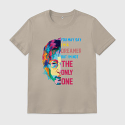 Футболка хлопковая мужская Джон Леннон 2022, цвет: миндальный