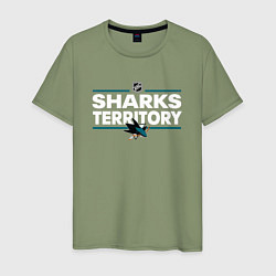 Футболка хлопковая мужская SHARKS TERRITORY САН-ХОСЕ ШАРКС, цвет: авокадо